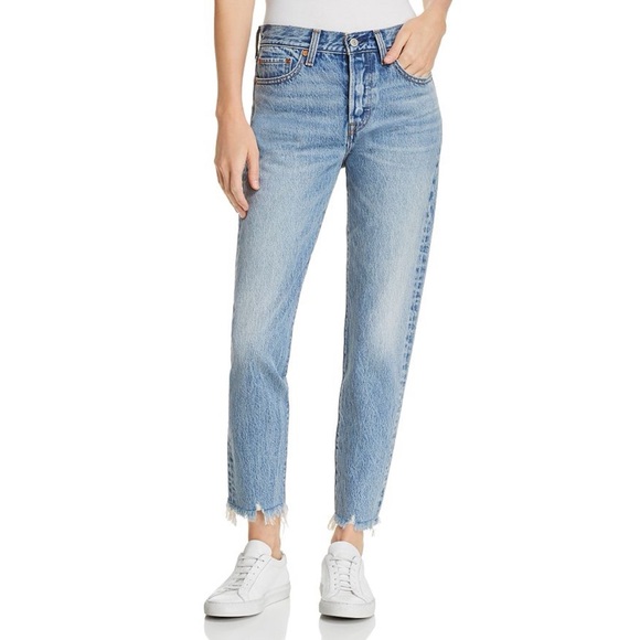 Levis Straight Leg Wedgie Jeans Raw Hem Button Fly Sz 28 - Picture 12 of 12